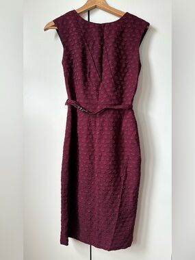 Roksanda Ilincic Sleeveless Textured Sheath Dress in Burgundy